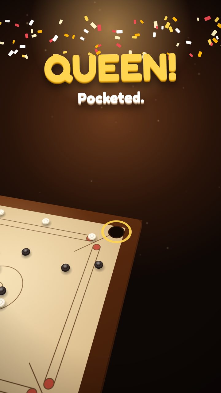 Carrom video: the break and the Queen pocketed