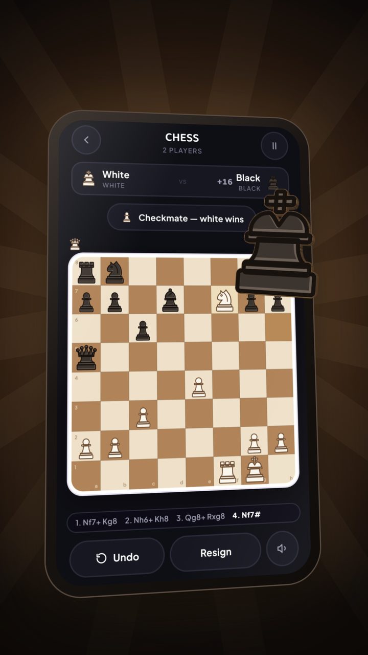 Chess video: queen sacrifice and smothered mate in 4