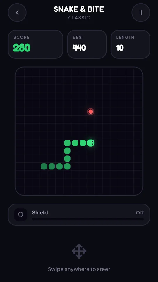Snake and Bite arcade game with score